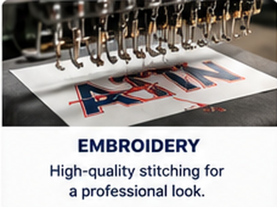 Commercial embroidery machine decorating apparel